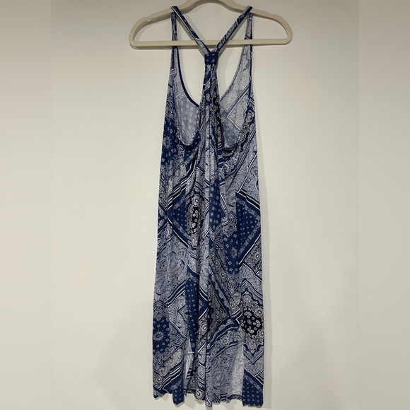 LAUREN Ralph Lauren Summer Racerback White & Blue Bandana Print Dress Large - Picture 2 of 5